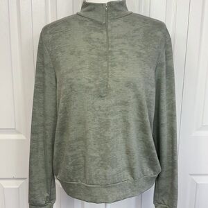 NWT Lexington Avenue Soft Olive Knit 1/2 Zip Pullover Top Petite Large